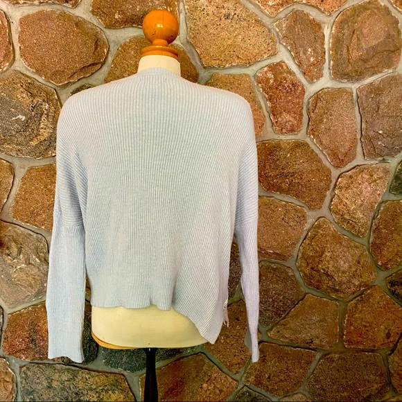 Unique asymmetrical sky blue sweater with lace - Picture 4 of 5